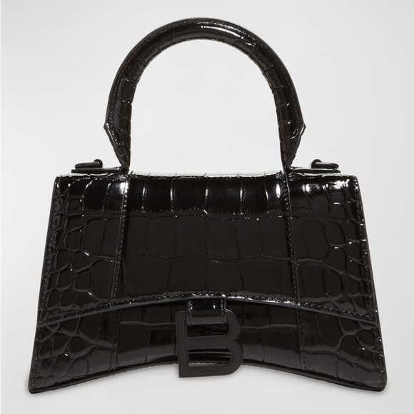 Balenciaga Handbags - Balenciaga Hourglass Crocodile Embossed Bag